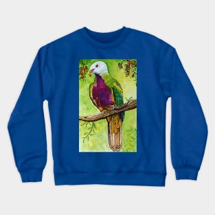 Watercolor Hand Drawn Bird Illustration Colorful Crewneck Sweatshirt